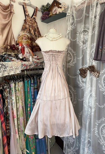Vintage Mermaid Strapless Satin Short Homecoming Birthday Dress Cocktail Dresses HZ1023